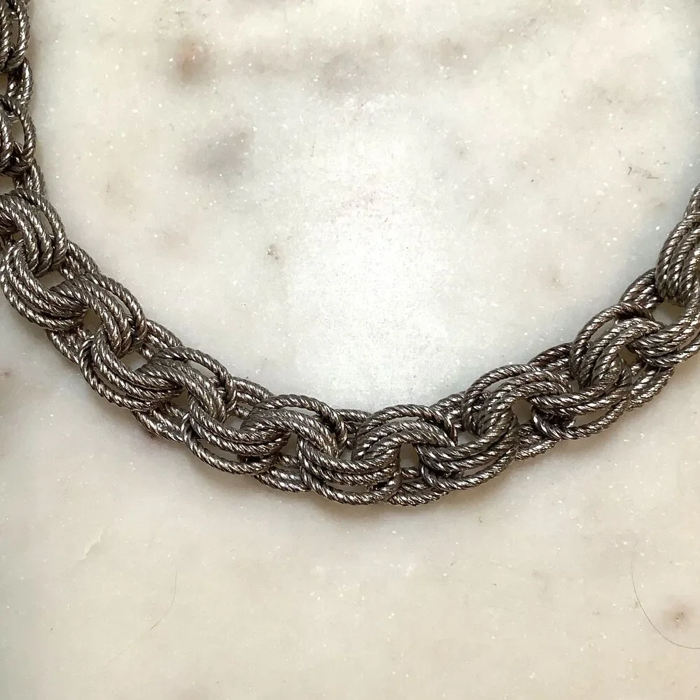 Heavy Link Necklace Bronze Italy Textured Link Designer Milor Rolo 17